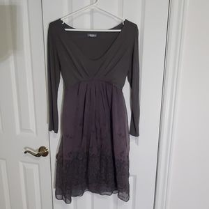 Grey dress with leopard print detail